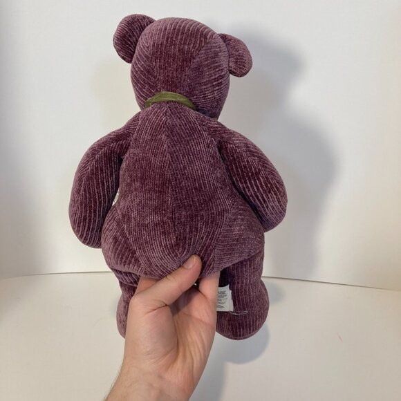 Teddy Bear Purple Chenille Corduroy Bow 16" Pier 1 Imports Stuffed Toy Plush - Picture 5 of 11